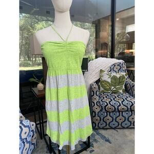 Roxy Strapless Dress Juniors Women Size Small New Neon Green Gray Stripes